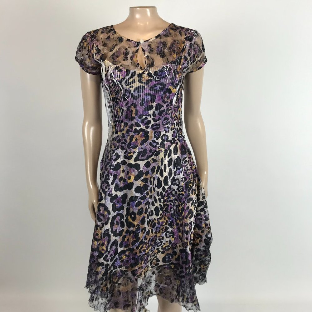 Komarov Fit and Flare Purple Black Mini Dress